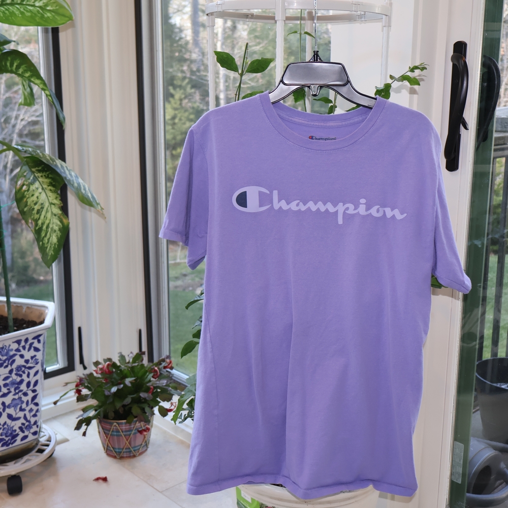 Champion Lavender Logo Tee with White Script
